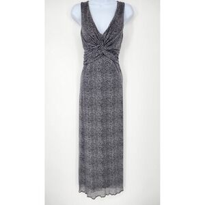 Weston Wear Grey Leopard Mesh Maxi Dress Womens Medium Coquette Bodycon Mobwife